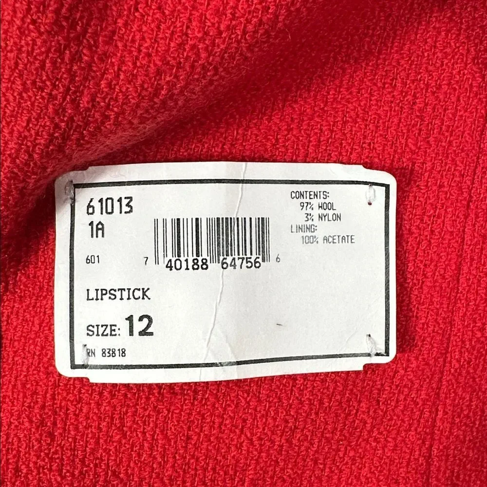 Hawksley & Wight NWT Vintage Deadstock Red Valentines Blazer Work Wool Women 12